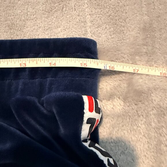 FILA Velour Track Suit Set Navy Blue Logo Tape Hoodie Joggers L/M - Picture 9 of 16